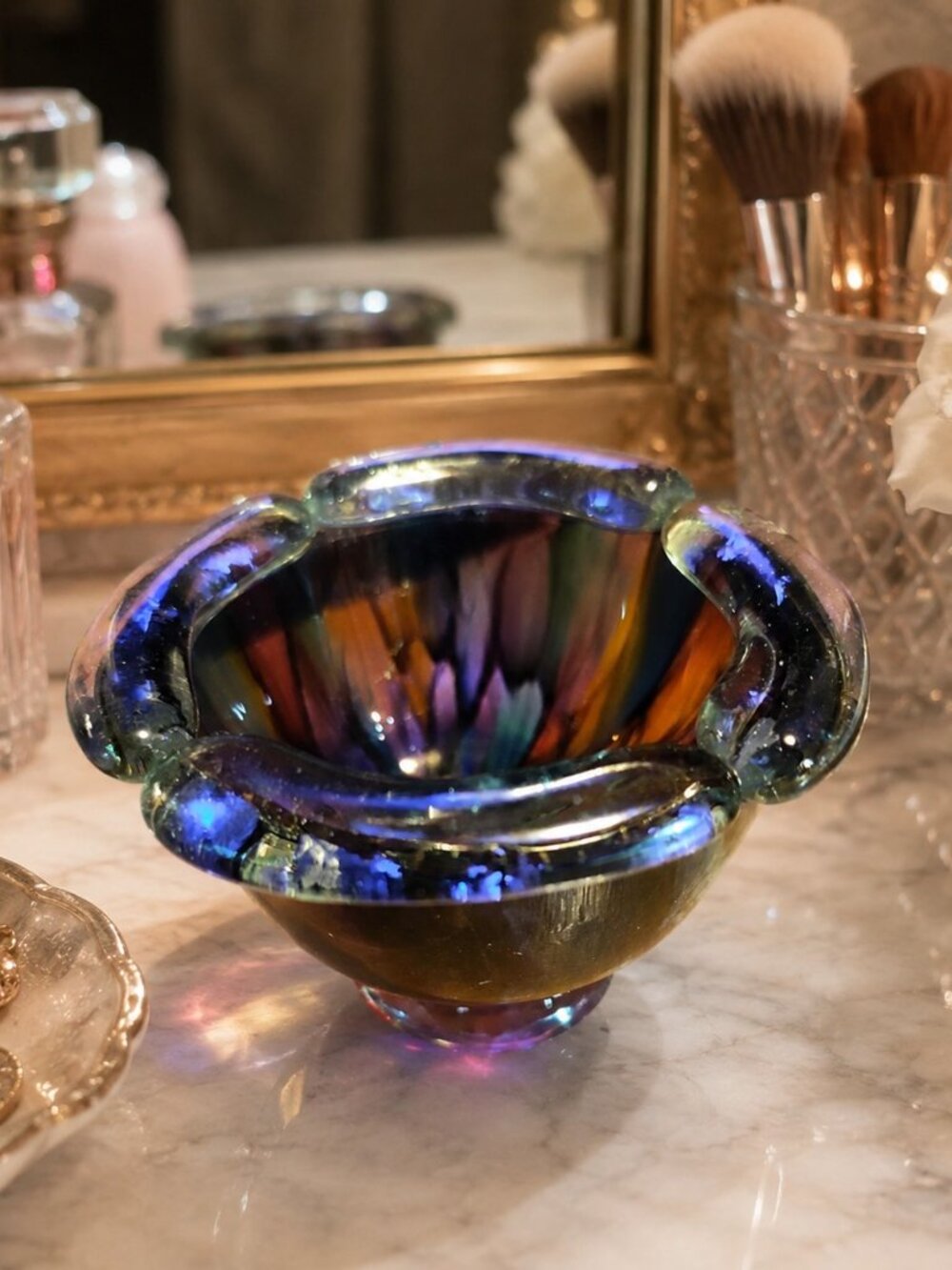 Vintage Murano Style Blown Glass Jewelry Catcher Bowl SHIPS FREE